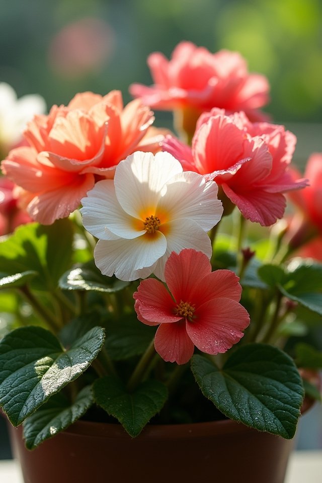 colorful low maintenance begonias blooms