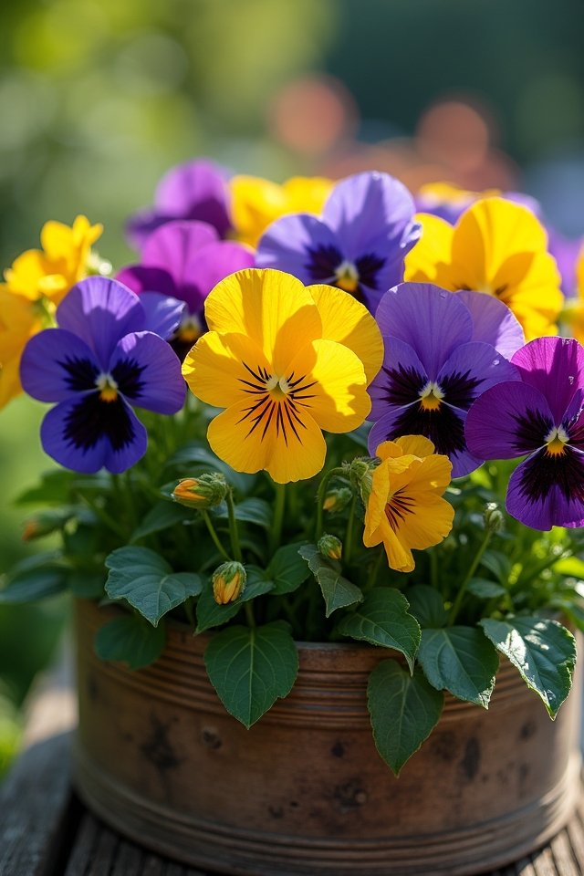 colorful pansies for containers