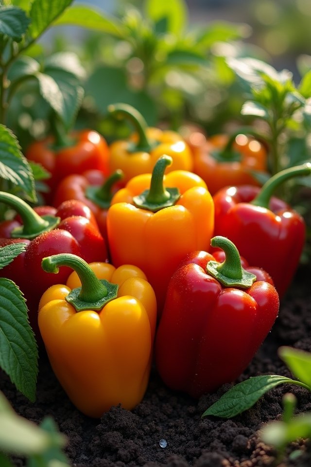 colorful peppers in containers