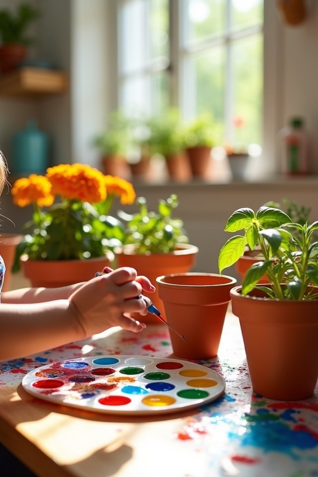 colorful plant pot painting