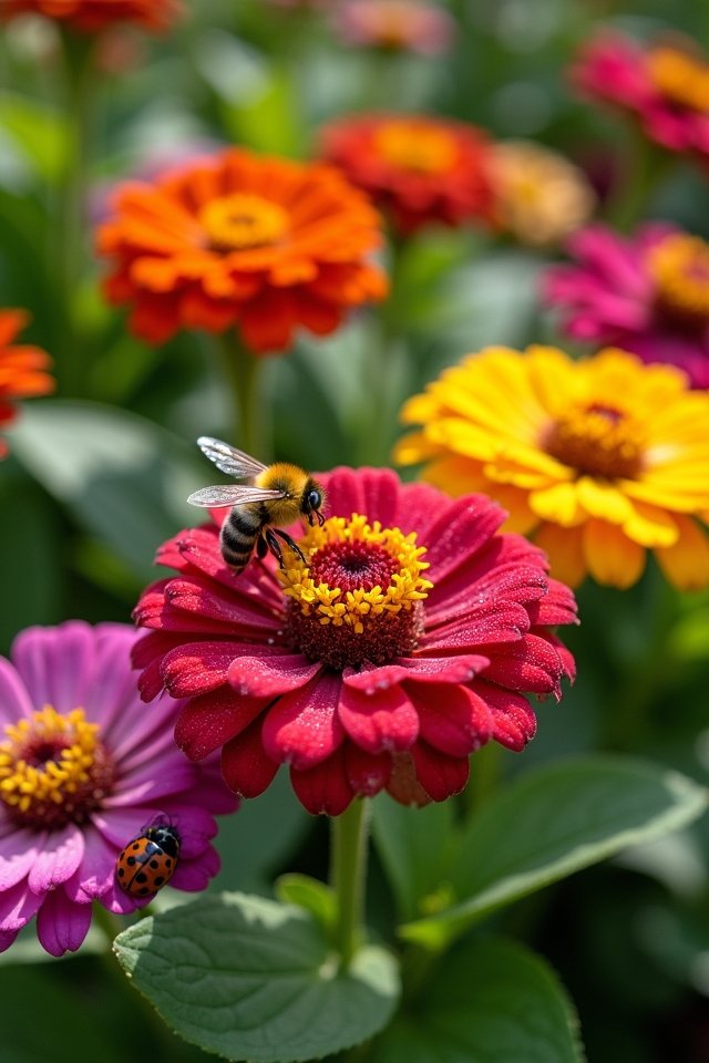 colorful zinnias attract pollinators