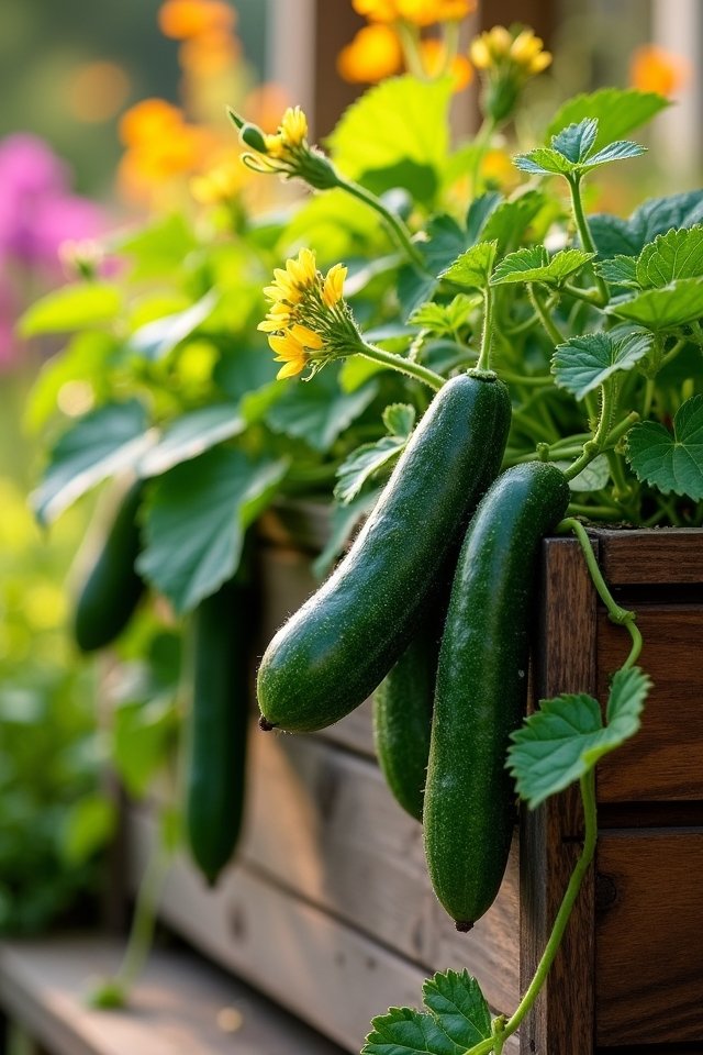 container grown crunchy cucumbers