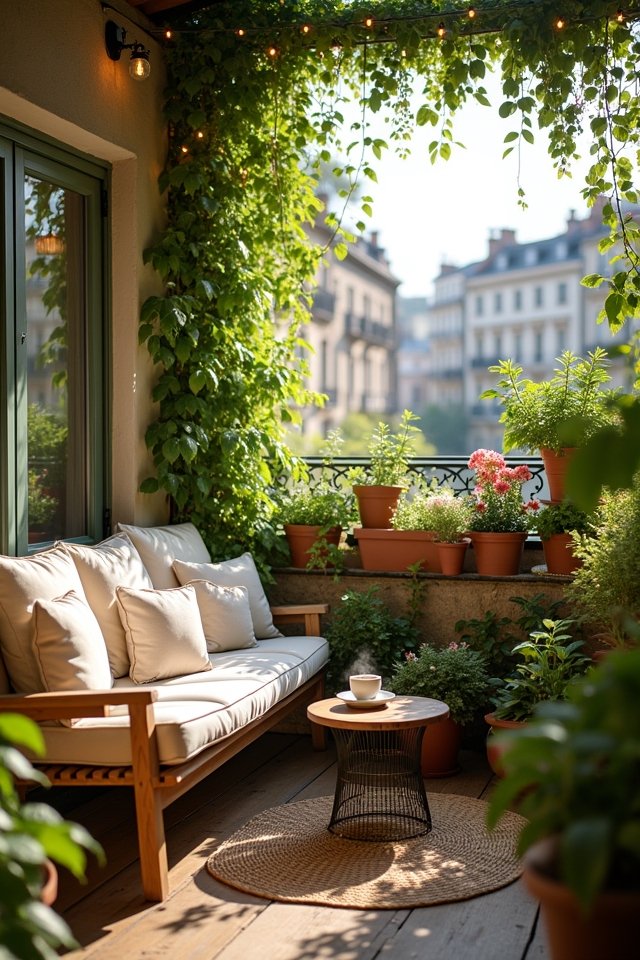 cozy balcony seating oasis