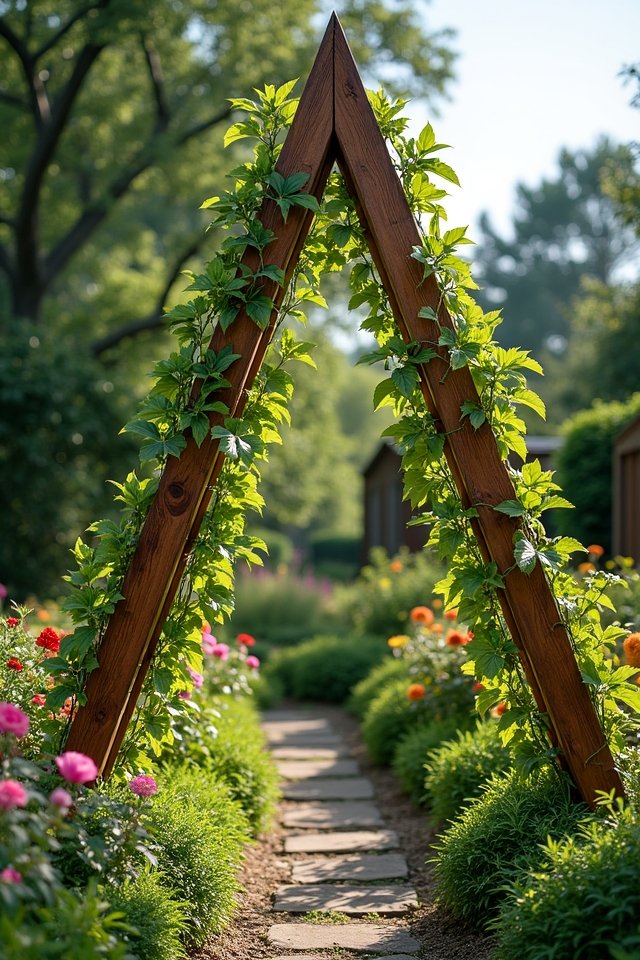 creative garden triangle trellis