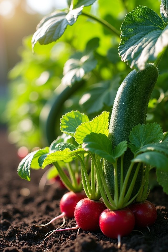 cucumbers and radishes thrive together