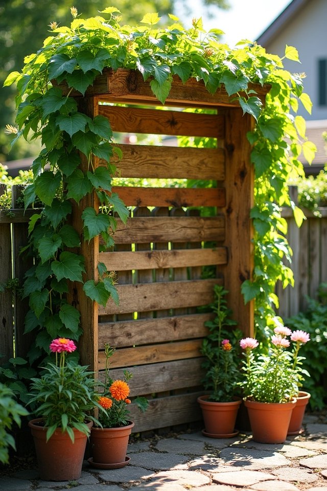 diy rustic pallet trellis