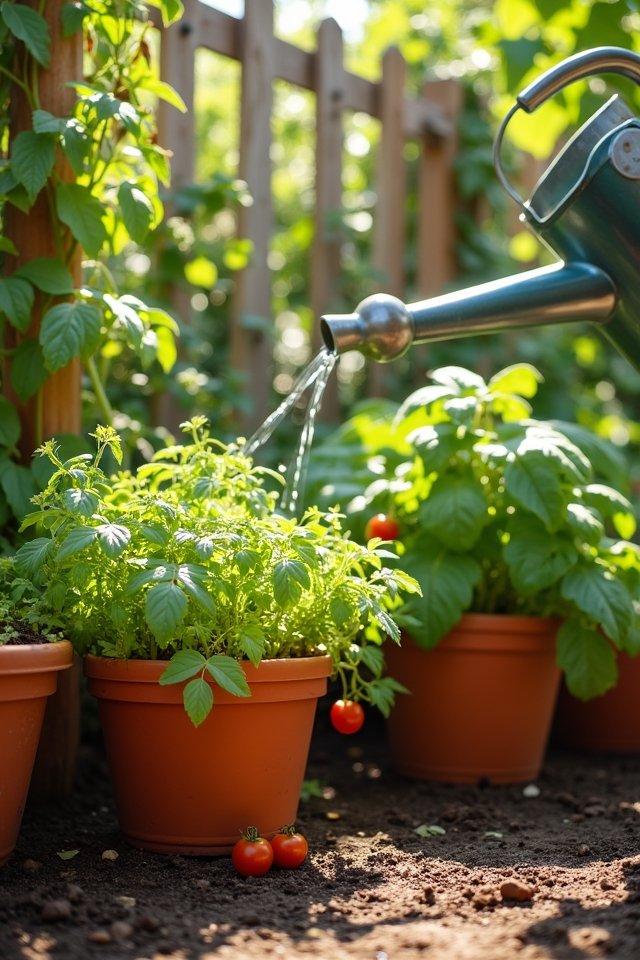 efficient container plant watering