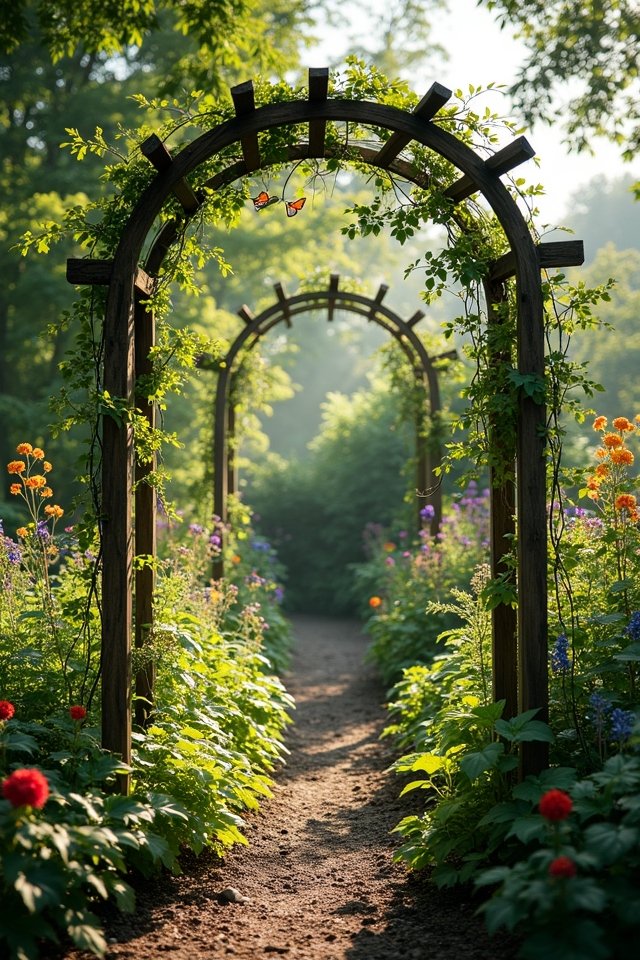 elegant arched garden trellis