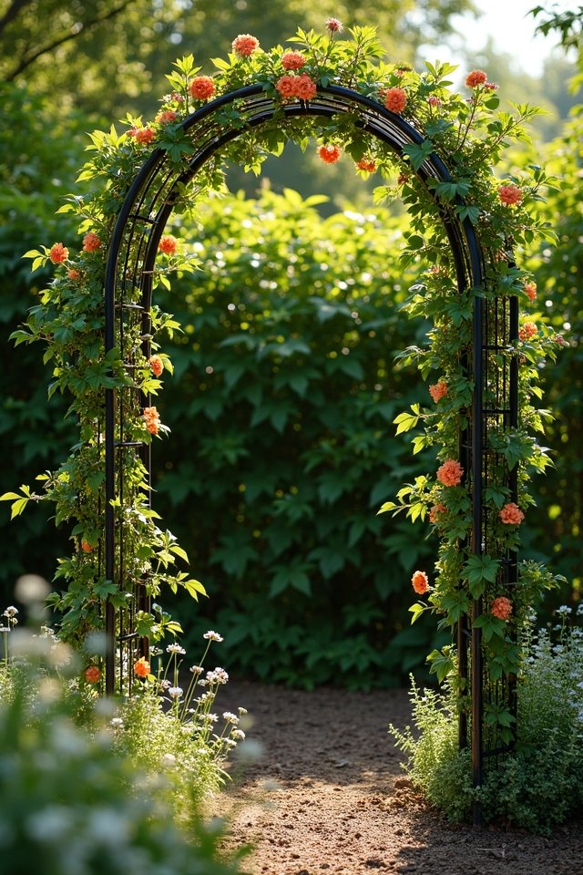 elegant metal garden arch