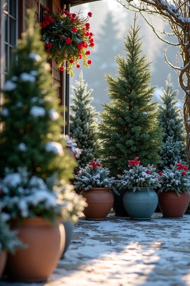 evergreens create winter warmth