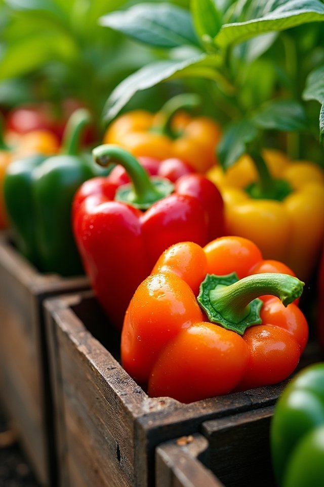 fresh peppers in containers