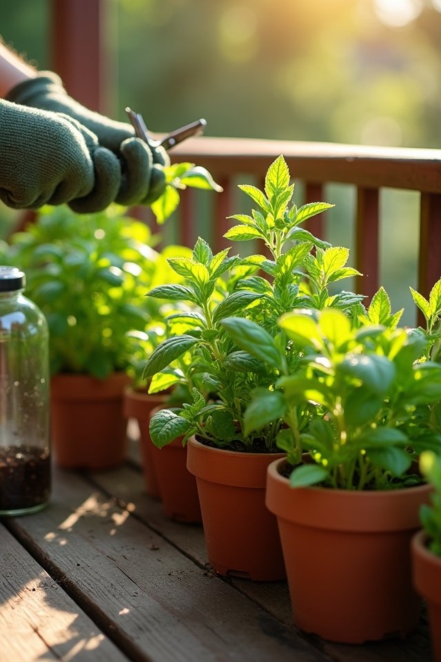 harvesting herbs with joy