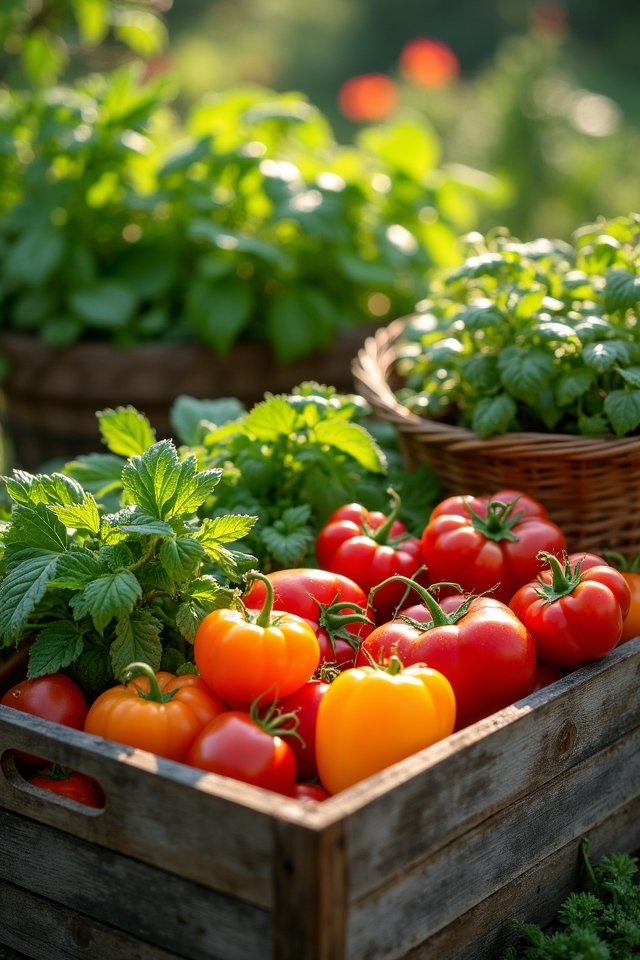 harvesting organic vegetables carefully