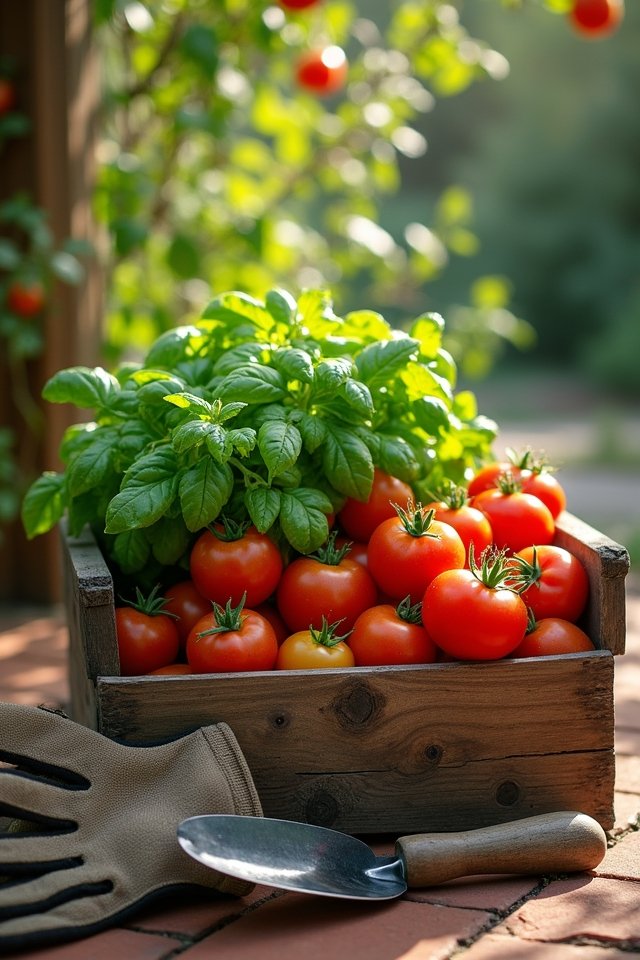 harvesting patio garden produce