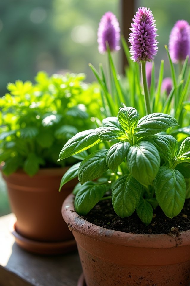 herb trio for container gardening