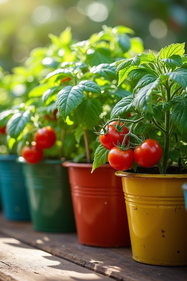 homegrown tomatoes in containers