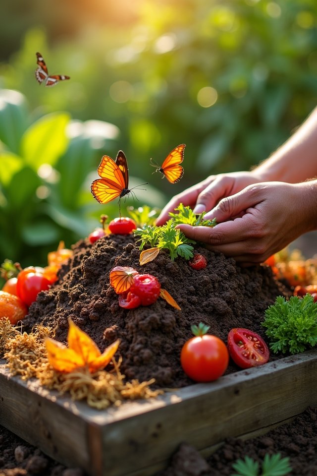 kitchen scraps become compost