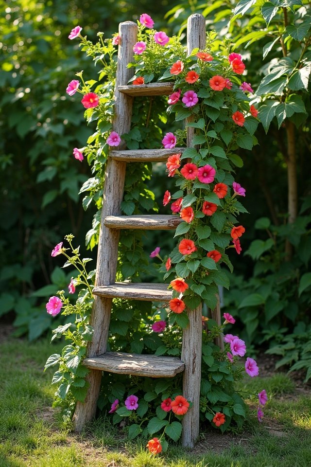 ladder trellis for vertical gardening