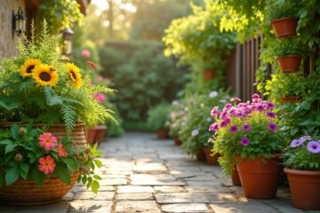 lush patio container garden