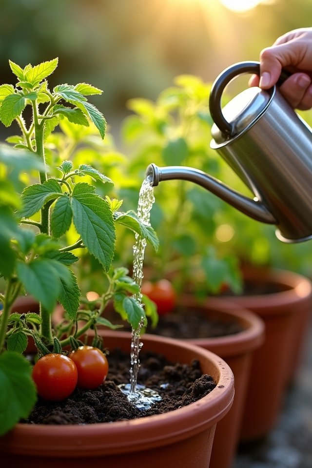 master container tomato watering