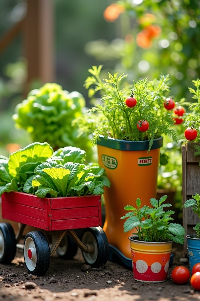 quirky upcycled vegetable planters