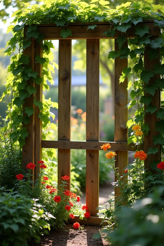 recycled pallet garden trellis