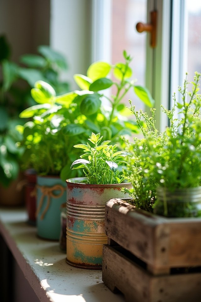 repurposed containers for herbs
