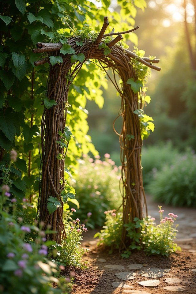 rustic branch garden trellis