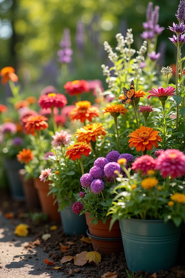 seasonal container pollinator blooms