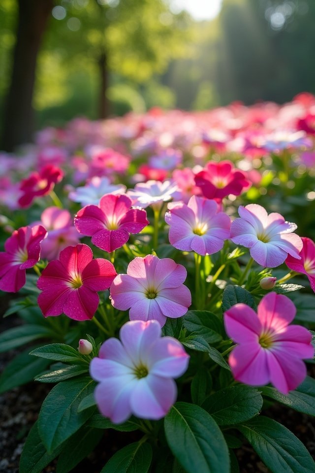 shade loving colorful impatiens blooms