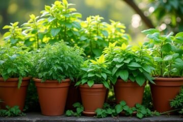 shady container garden herbs