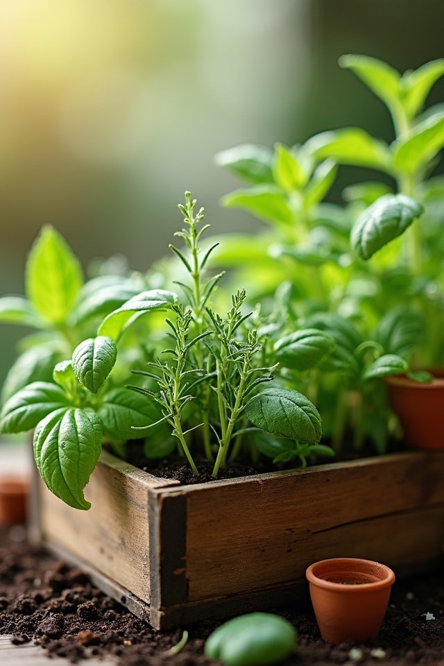 small space herb selection