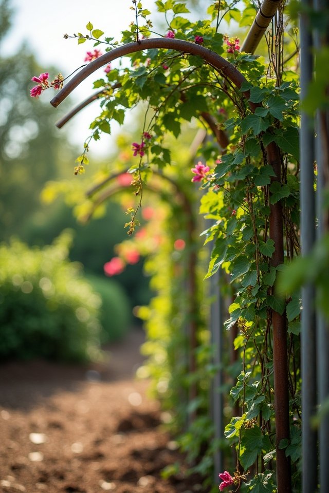 stylish metal pipe trellis