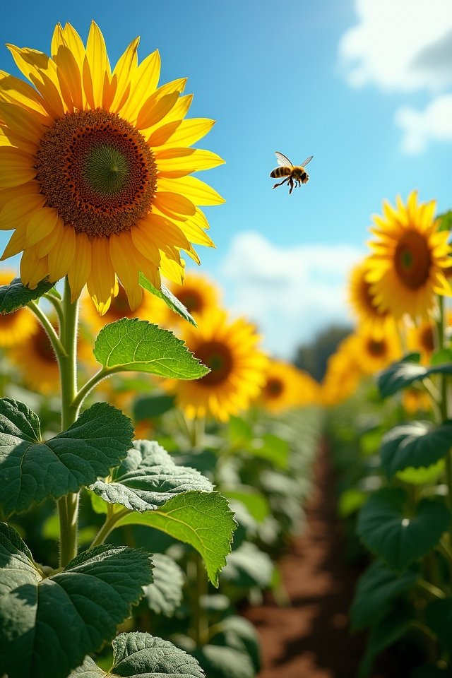 sunflowers attract bees beautifully