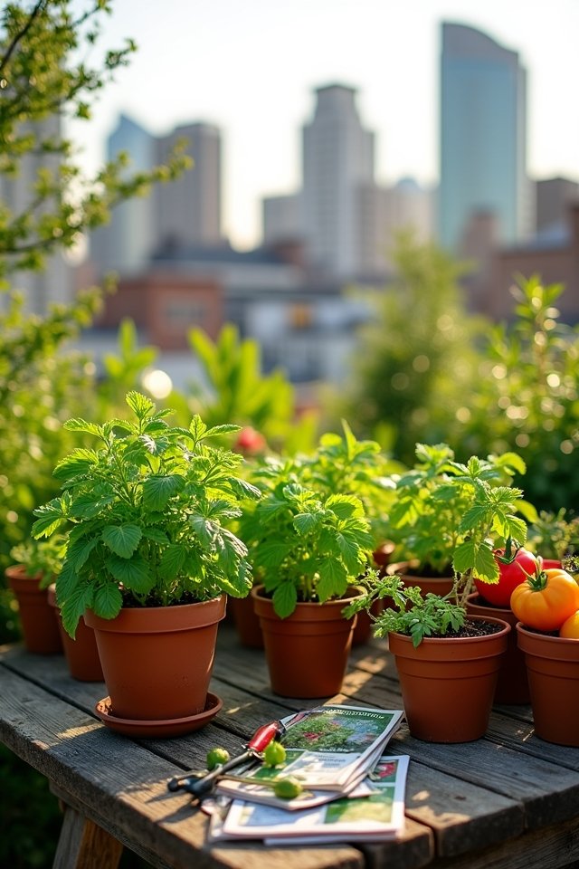 sunlit urban garden spaces