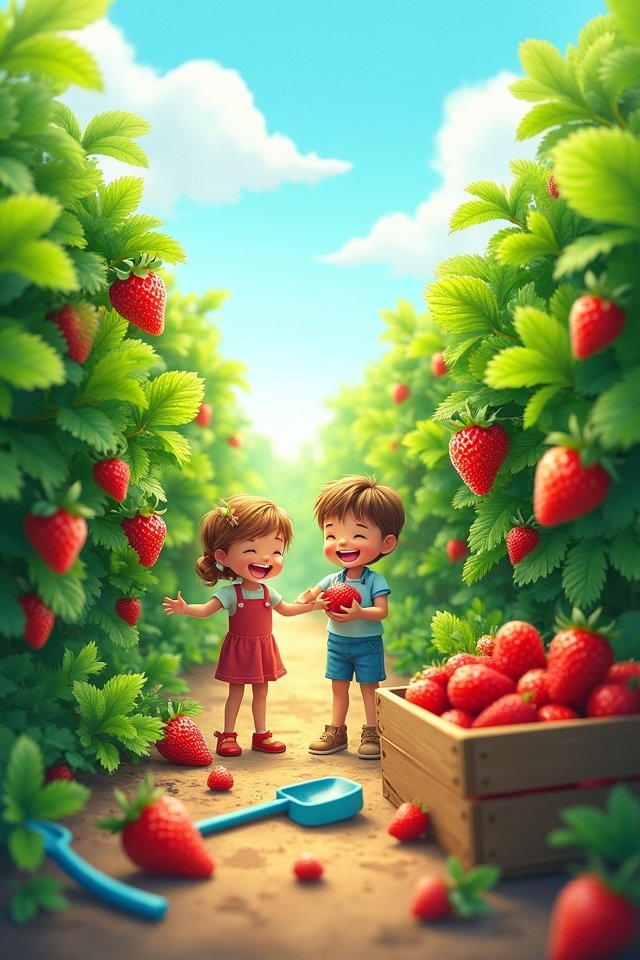 sweet strawberries in garden