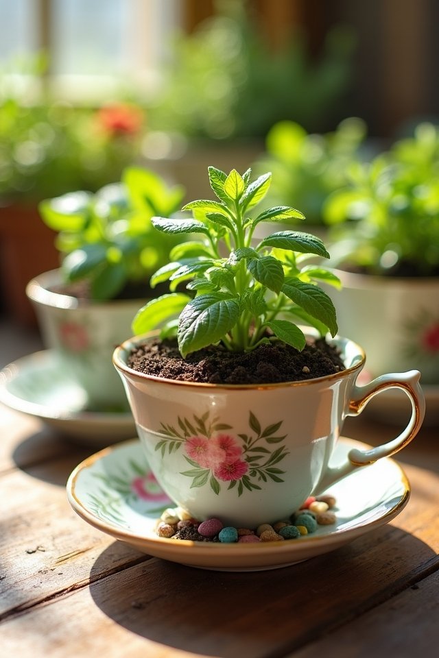 teacup herb garden creation