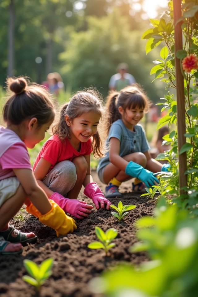 teamwork in vibrant gardening