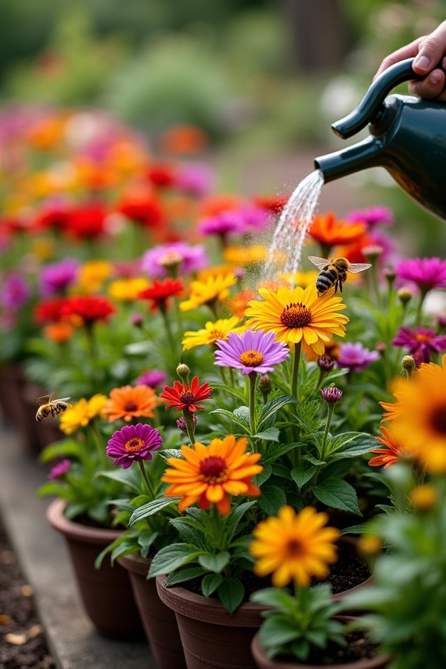 thriving container flower care