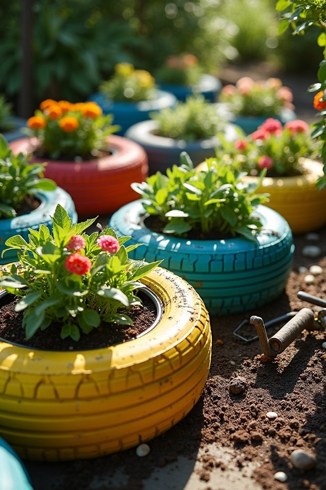 tire planters for gardens