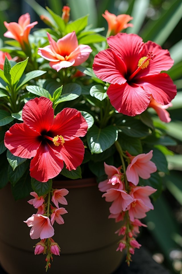 tropical container garden duo