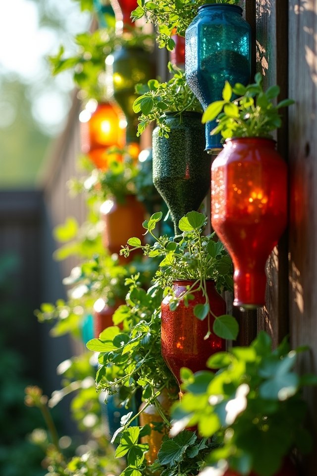 upcycled bottle vertical garden