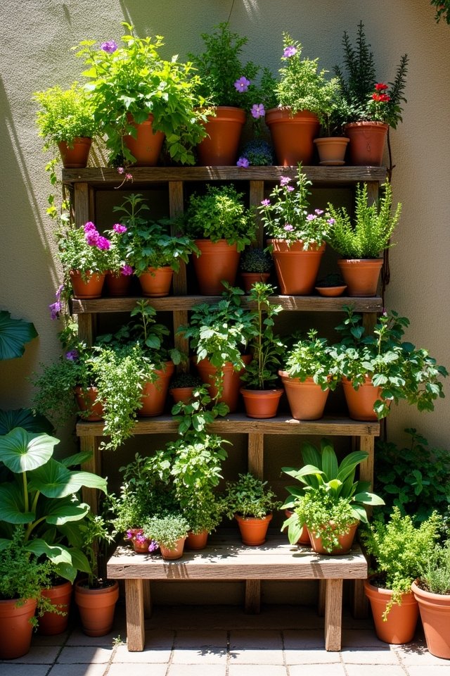 vertical container gardening beauty