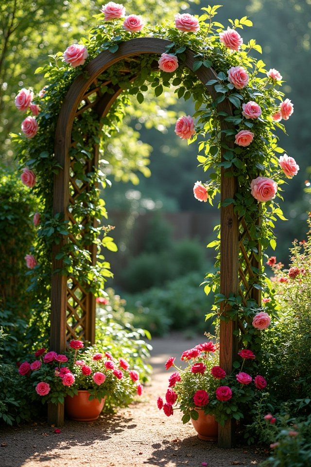 vibrant arched garden entrance
