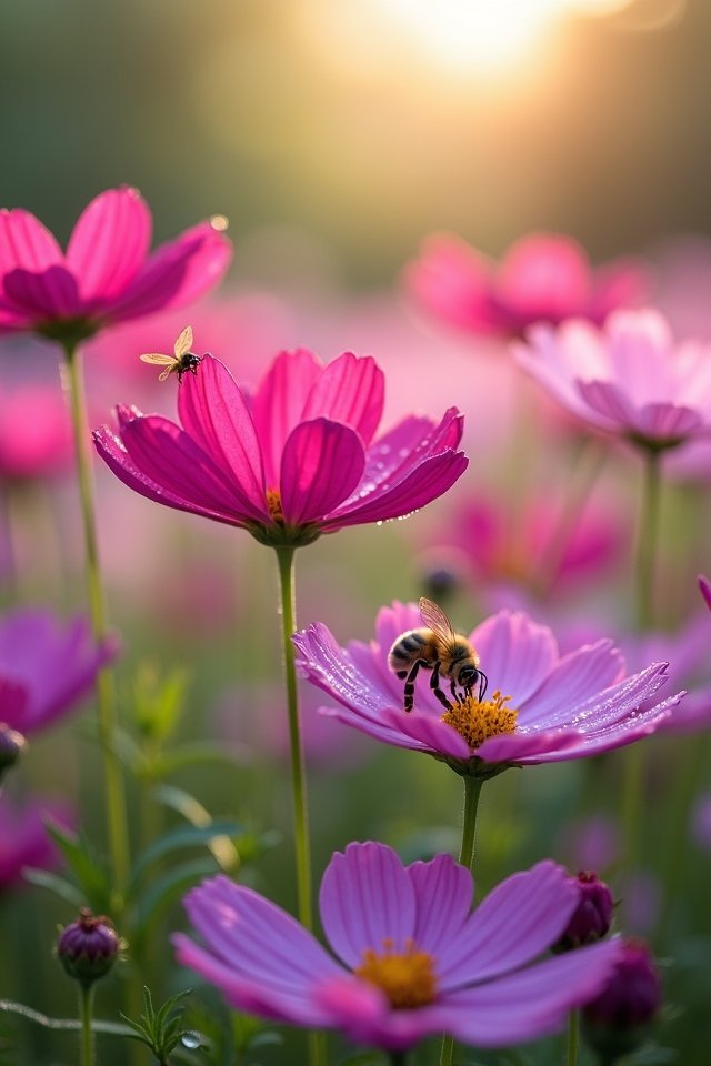 vibrant cosmos attract butterflies