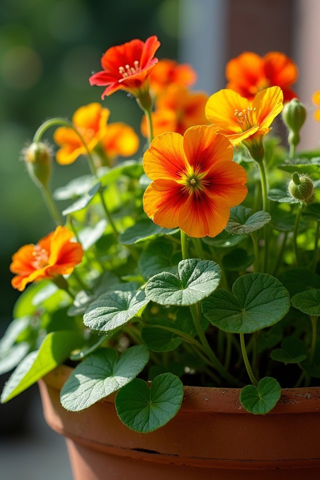 vibrant edible container flowers