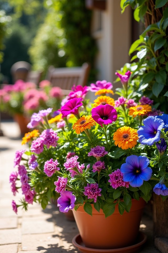 vibrant flower patio display