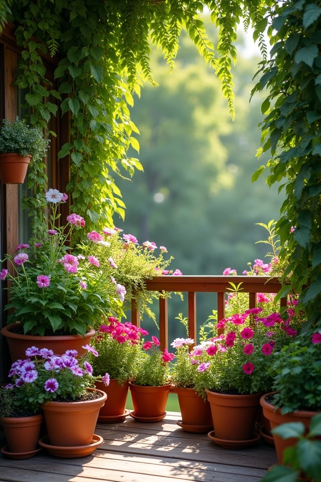 vibrant flowers and herbs