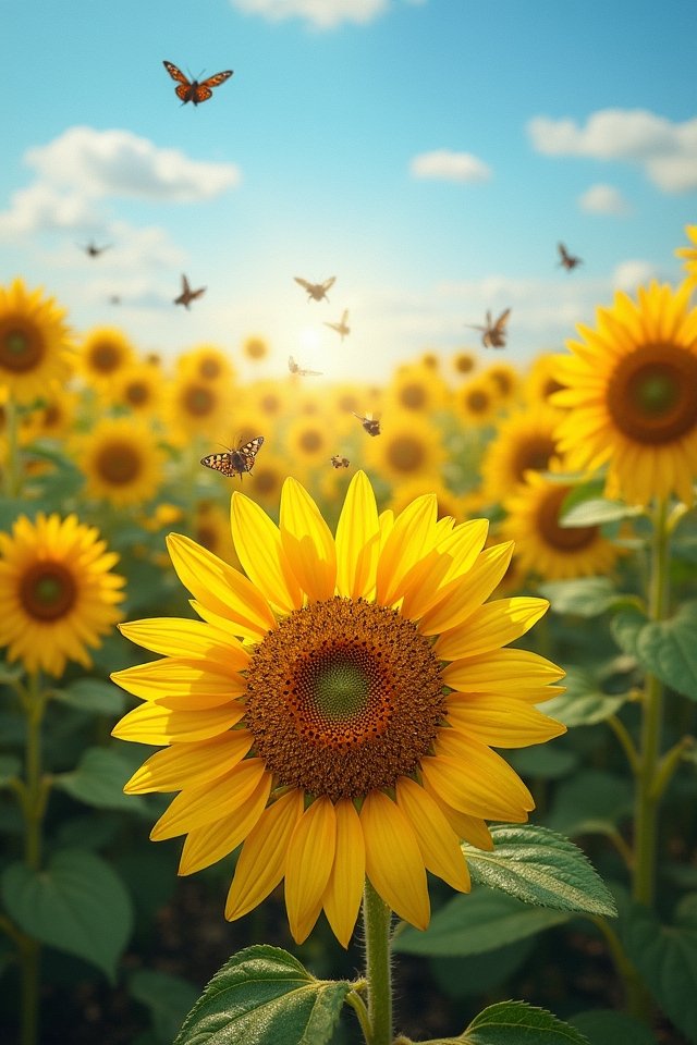 vibrant sunflowers attract pollinators