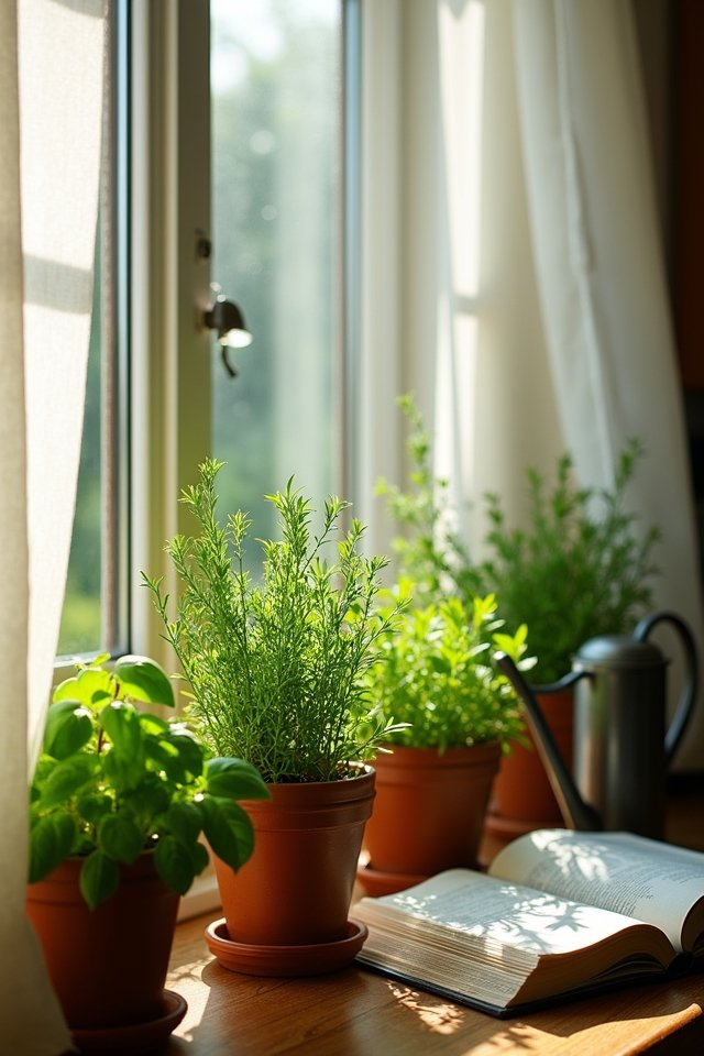 vibrant windowsill herb garden